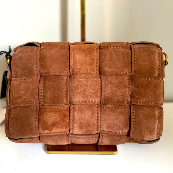 VIOLA CASTELLANI Bruciato Suede Padded Woven Crossbody Made In Italy - Picture 2 of 6